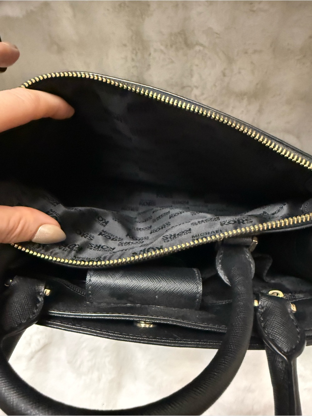 Michael Kors Black Saffiano Satchel with Gold Accents - Picture 6 of 9